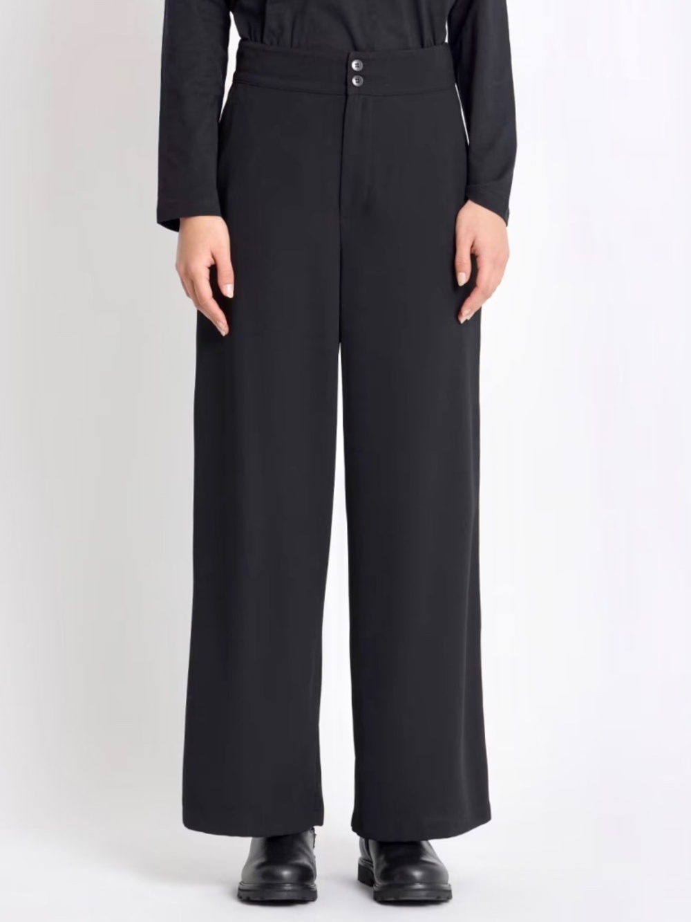 AGNES B. Triacetate/Polyester Basic Wide Leg Trousers in Black - NWT! - 40/US 8